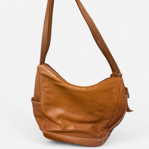 Y2K Cognac Leather Shoulder Bag by Stone & Co - Picture 1 of 7